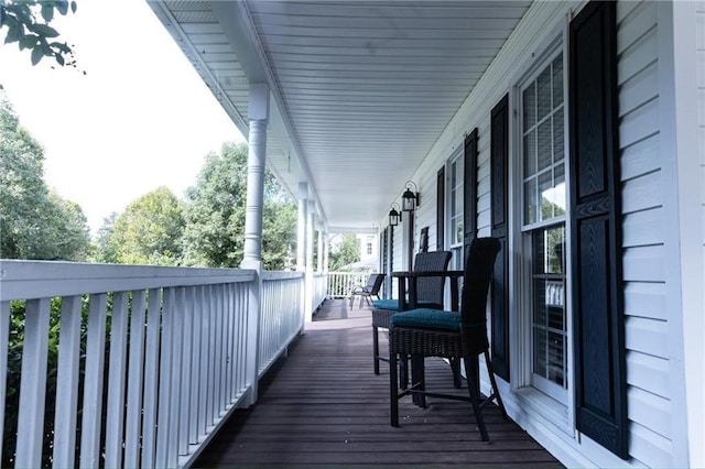 wooden deck with covered porch