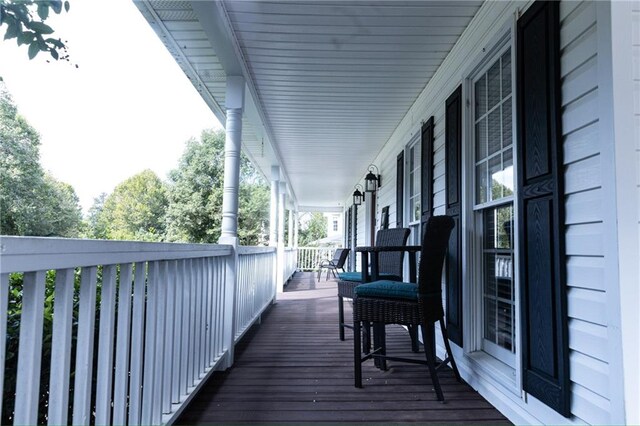 deck featuring covered porch