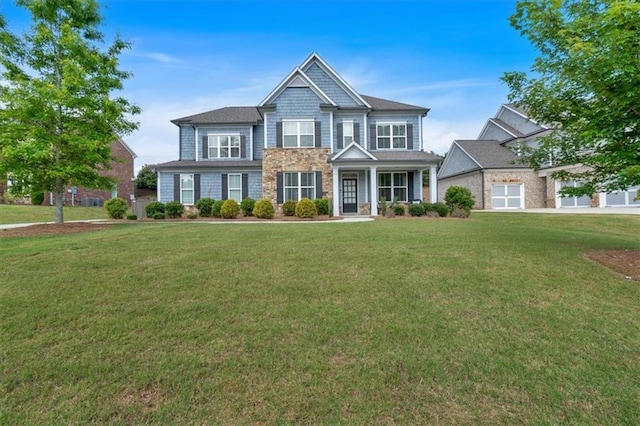 2953 Balvenie Pl, Acworth, GA 30101 - view of front of property featuring stone siding and a front lawn