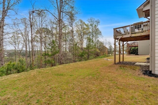 822 Pine Way, Dallas, GA 30157 - view of yard featuring a wooden deck and stairway