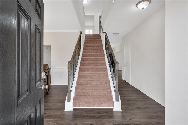 822 Pine Way, Dallas, GA 30157 - staircase featuring wood finished floors