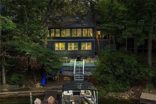114 Narrows Loop, Waleska, GA 30183 - rear view of house featuring stairs and a wooden deck