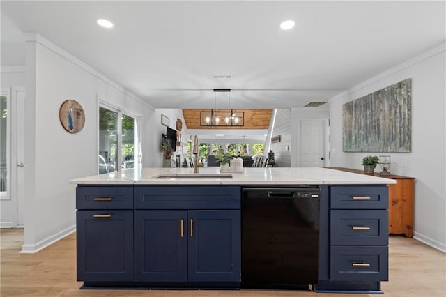 114 Narrows Loop, Waleska, GA 30183 - kitchen featuring dishwasher, a sink, light wood-style flooring, baseboards, and recessed lighting