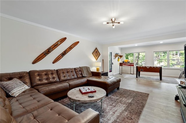 114 Narrows Loop, Waleska, GA 30183 - living area with ornamental molding, baseboards, and light wood-style flooring