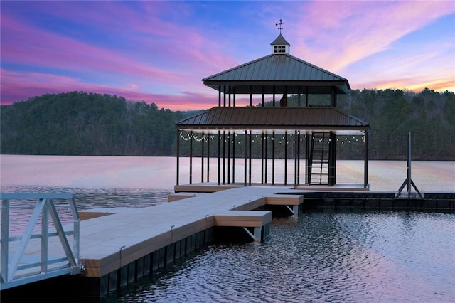 114 Narrows Loop, Waleska, GA 30183 - dock area with a water view, a gazebo, and a view of trees