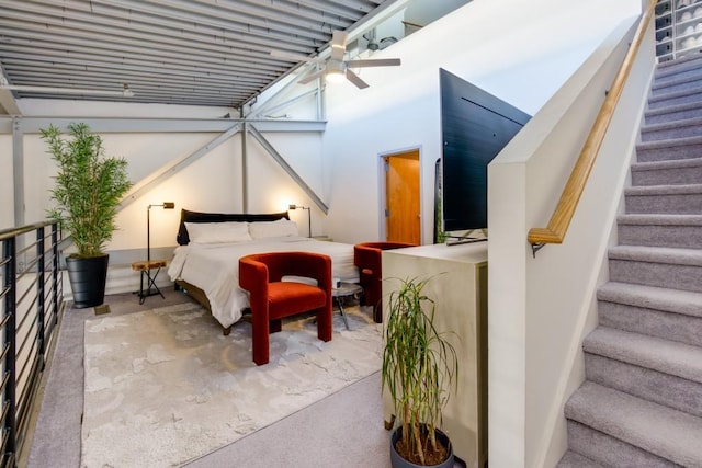 bedroom with concrete floors