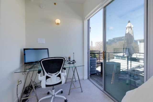 carpeted office space with baseboards