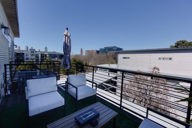 balcony with a view of city