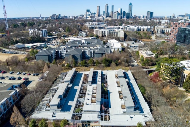 drone / aerial view with a view of city