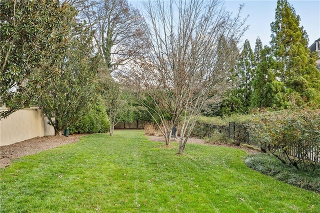 view of yard with a fenced backyard