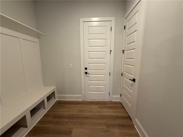 mudroom with dark hardwood / wood-style flooring