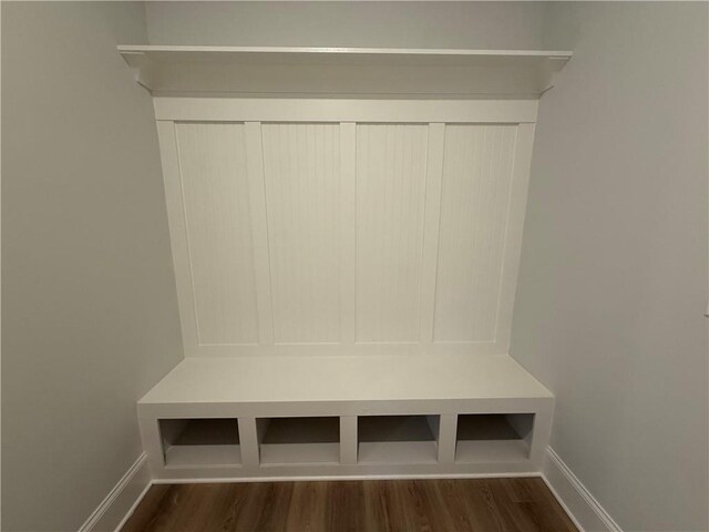 mudroom with dark hardwood / wood-style flooring