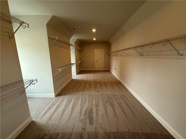 spacious closet with light carpet