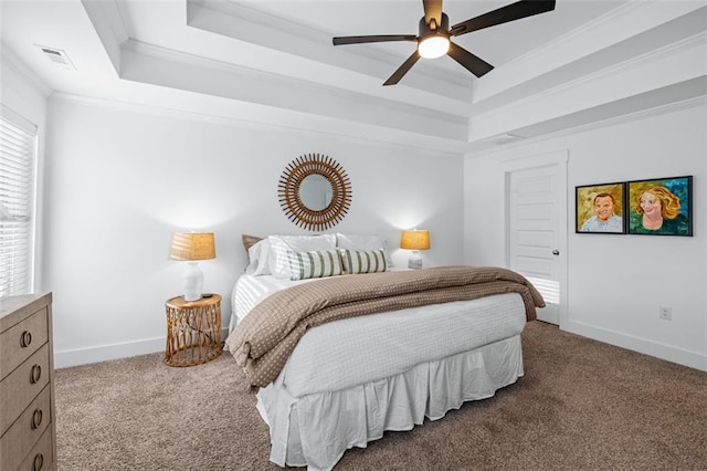 352 Davis St, Monroe, GA 30655 - bedroom with a tray ceiling, baseboards, ornamental molding, and carpet