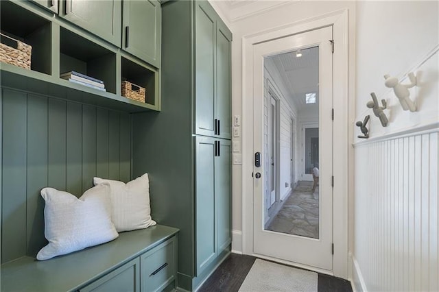 mudroom featuring dark hardwood / wood-style flooring