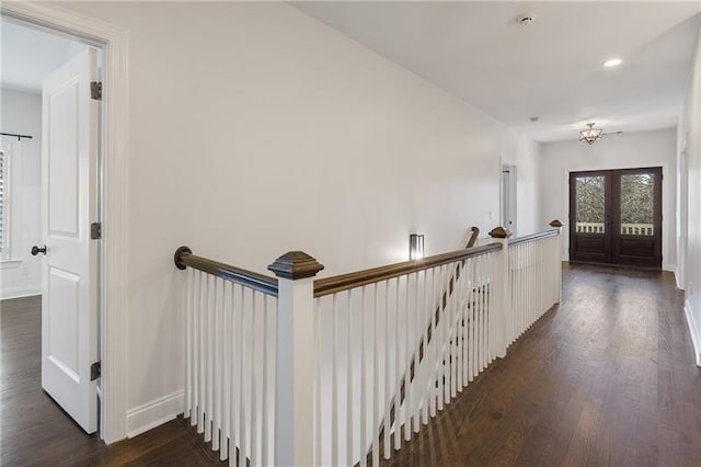 hall featuring dark hardwood / wood-style floors