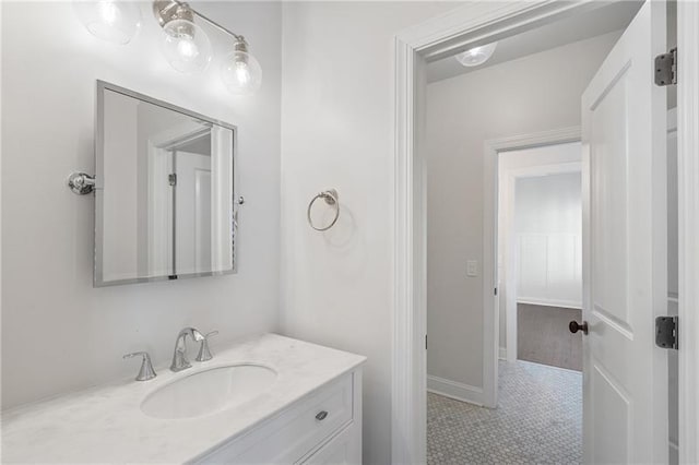 bathroom featuring vanity and tile patterned flooring