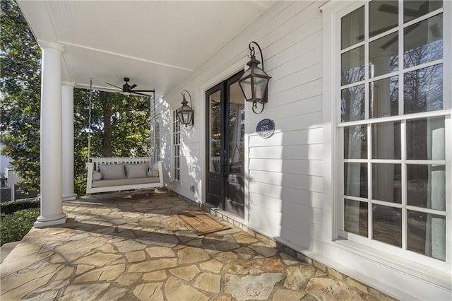 view of patio / terrace with ceiling fan