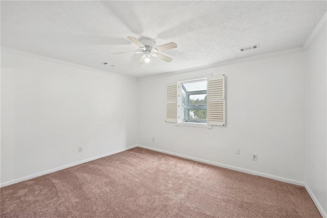 742 Redland Dr, Jonesboro, GA 30238 - empty room with carpet flooring, a ceiling fan, baseboards, ornamental molding, and a textured ceiling