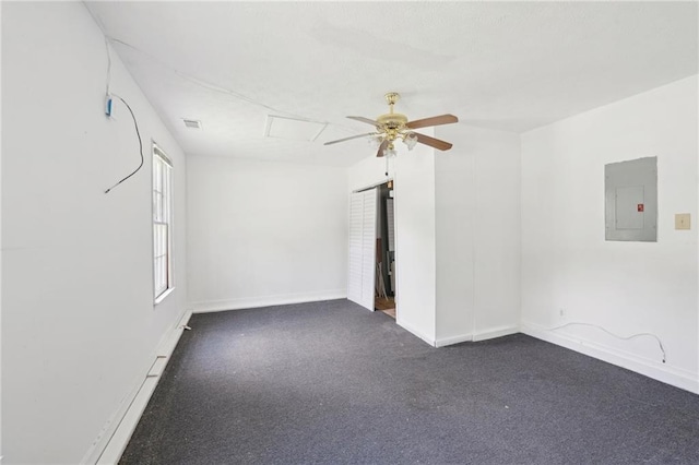 742 Redland Dr, Jonesboro, GA 30238 - carpeted empty room with electric panel, a ceiling fan, and baseboards