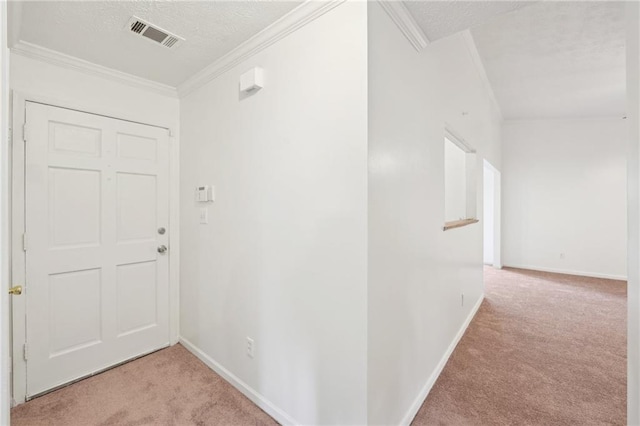 742 Redland Dr, Jonesboro, GA 30238 - corridor with carpet, baseboards, ornamental molding, and a textured ceiling