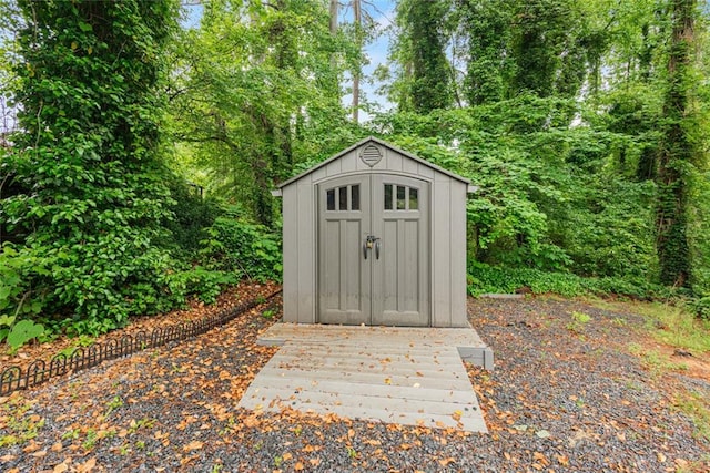view of shed