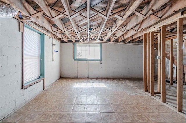 basement featuring tile patterned floors