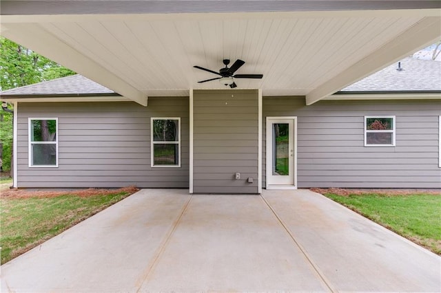 view of patio / terrace featuring ceiling fan