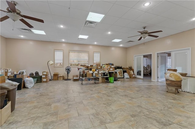 miscellaneous room featuring ceiling fan