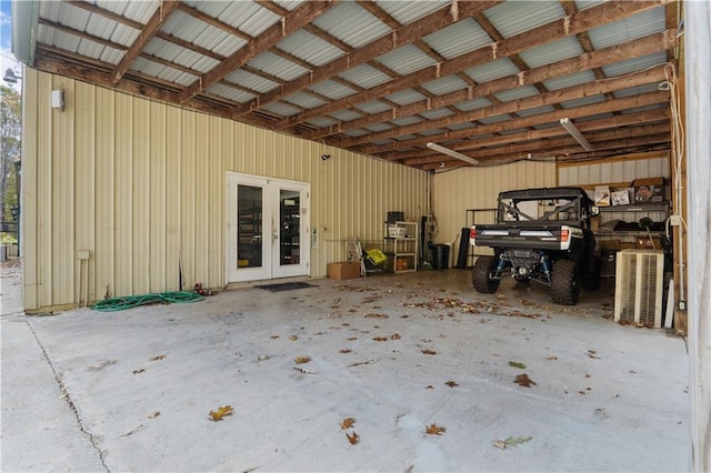 garage with french doors