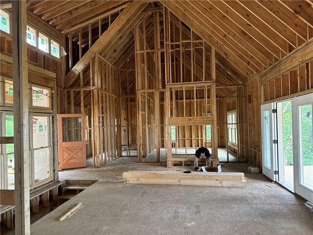 misc room featuring high vaulted ceiling