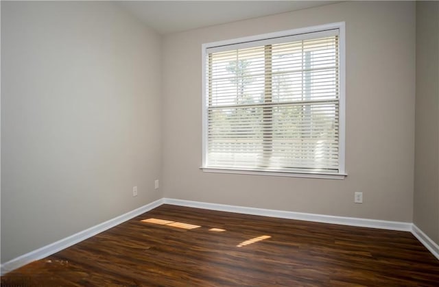 spare room with dark wood-type flooring