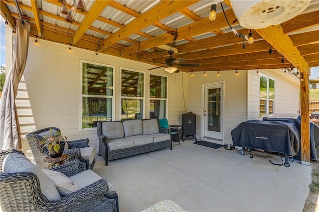 view of patio / terrace featuring grilling area and an outdoor living space