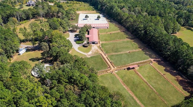 birds eye view of property featuring a rural view