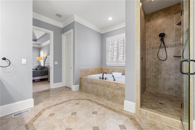 4080 Glen Hill Way NE, Marietta, GA 30066 - full bath featuring a shower stall, a bath, baseboards, recessed lighting, and connected bathroom