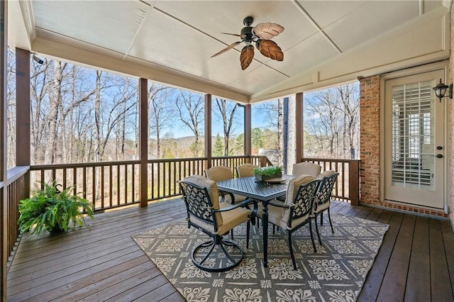 4080 Glen Hill Way NE, Marietta, GA 30066 - sunroom / solarium with ceiling fan, outdoor dining space, and vaulted ceiling