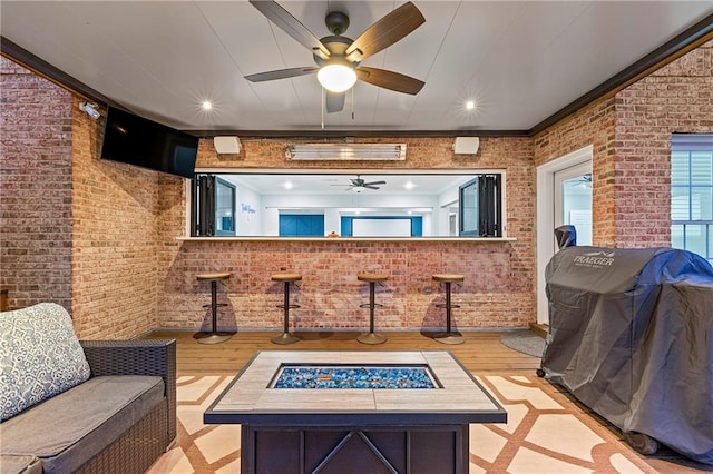 4080 Glen Hill Way NE, Marietta, GA 30066 - interior space with a fire pit, ceiling fan, and a grill
