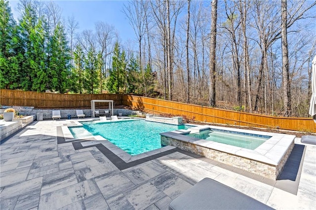 4080 Glen Hill Way NE, Marietta, GA 30066 - view of pool featuring a patio area, a fenced backyard, and a pool with connected hot tub