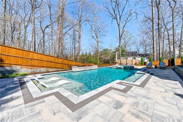 4080 Glen Hill Way NE, Marietta, GA 30066 - view of swimming pool with a patio area, a fenced backyard, and a pool with connected hot tub