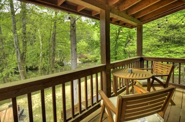 deck with a view of trees