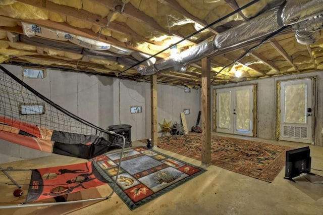 view of unfinished basement