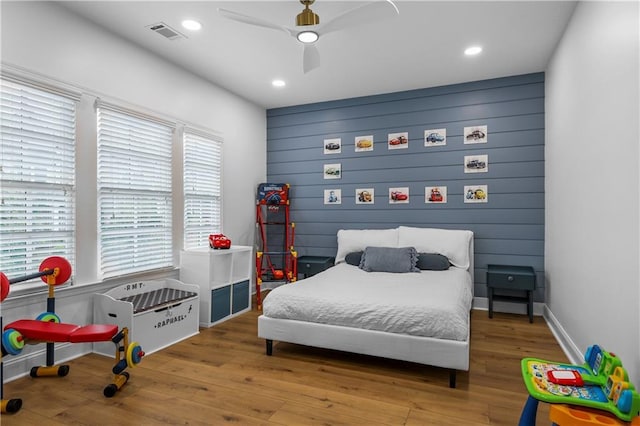 2013 White Cypress Ct, Smyrna, GA 30082 - bedroom with wood finished floors, a ceiling fan, recessed lighting, and baseboards
