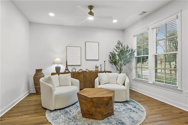 2013 White Cypress Ct, Smyrna, GA 30082 - sitting room with wood finished floors, baseboards, ceiling fan, and recessed lighting