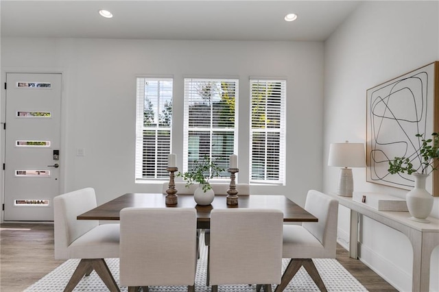 dining room with hardwood / wood-style flooring