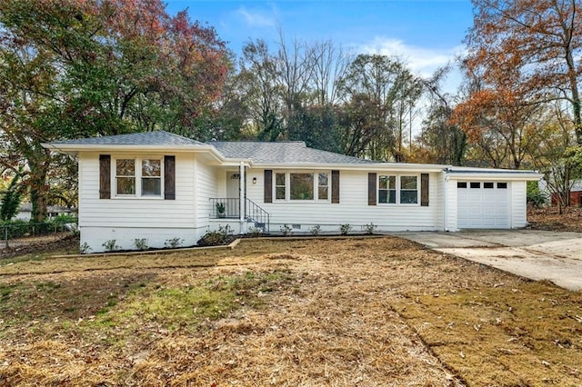 single story home with a garage