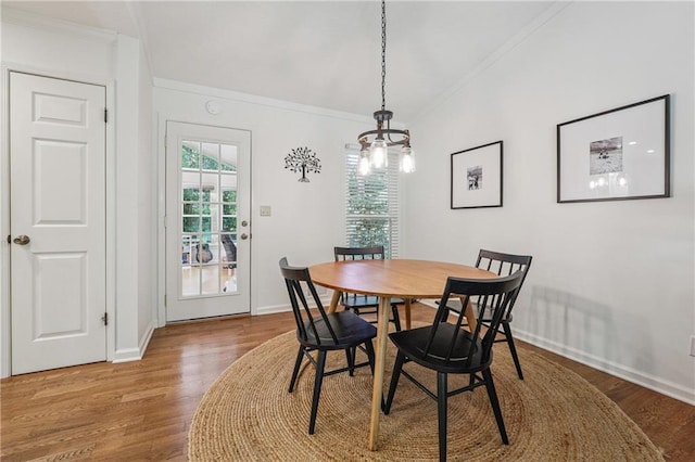 190 Windflower Trce, Roswell, GA 30075 - dining area featuring ornamental molding, wood finished floors, and a chandelier