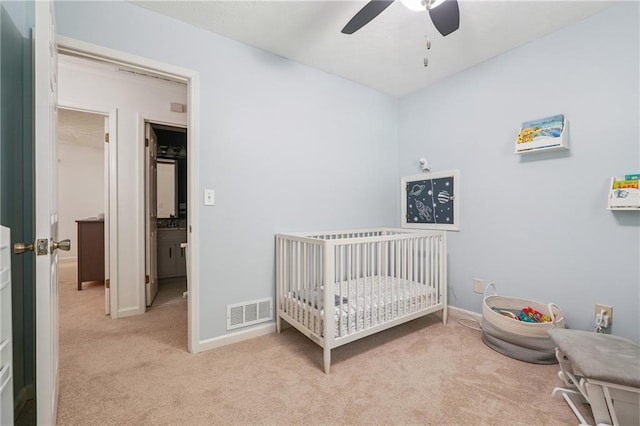 190 Windflower Trce, Roswell, GA 30075 - bedroom featuring carpet flooring, a crib, and ceiling fan