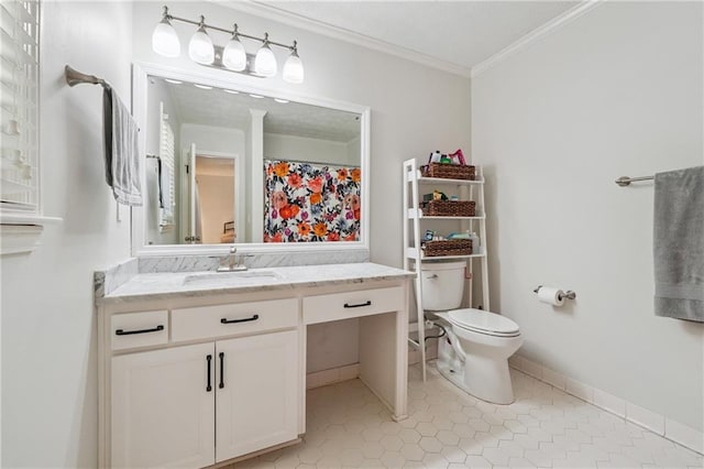 190 Windflower Trce, Roswell, GA 30075 - bathroom with vanity, ornamental molding, and tile patterned flooring