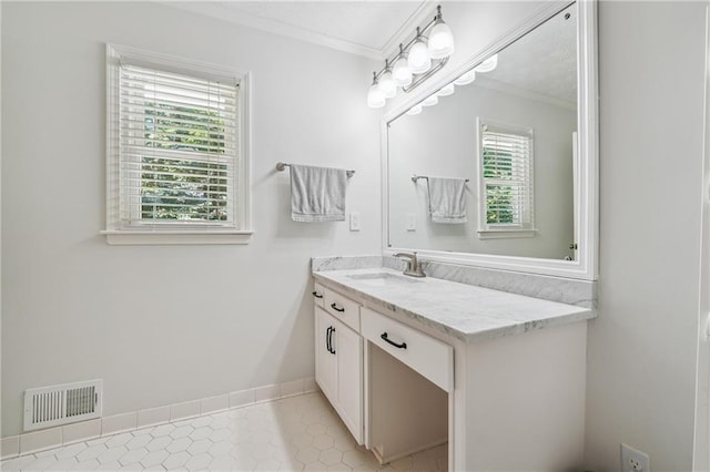 190 Windflower Trce, Roswell, GA 30075 - bathroom with crown molding and vanity