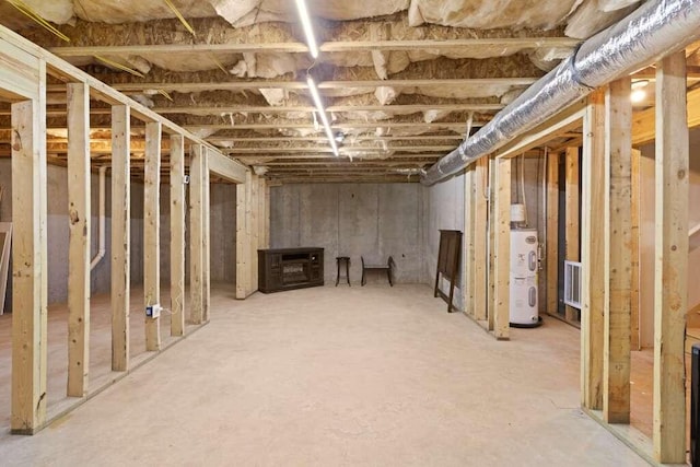 basement with electric water heater